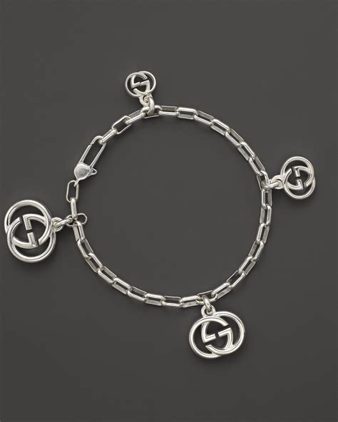 gucci charm bracelet silver|Gucci interlocking silver bracelet.